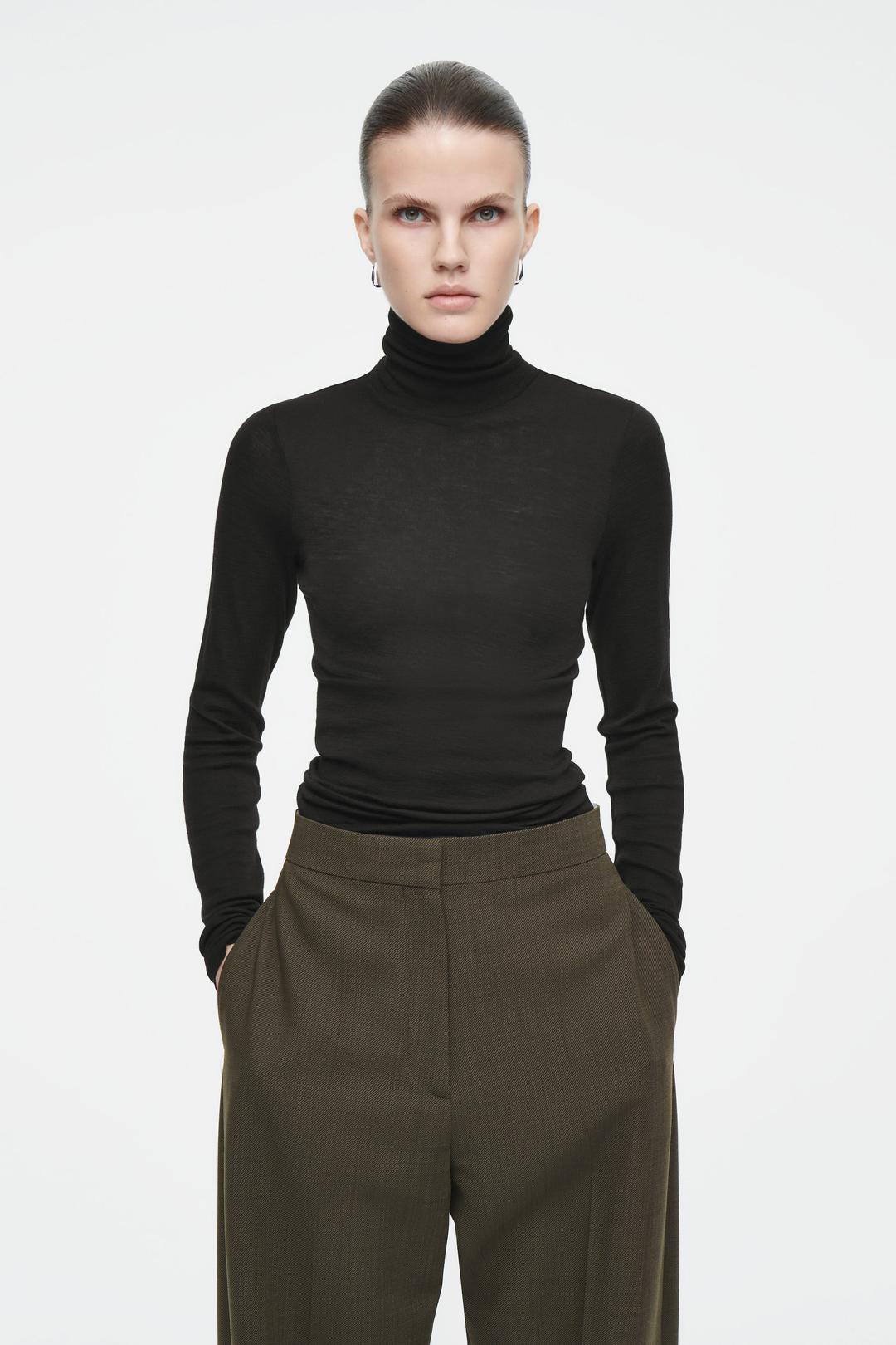 TOP COL ROULÉ LAINE MÉRINOS - NOIR | COS