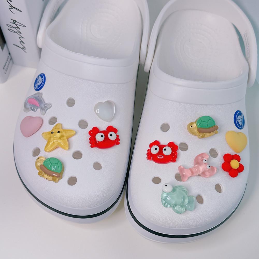 (12pcs) 자체제작 유니크 바다친구들 ver2 투명 크록스 지비츠 세트