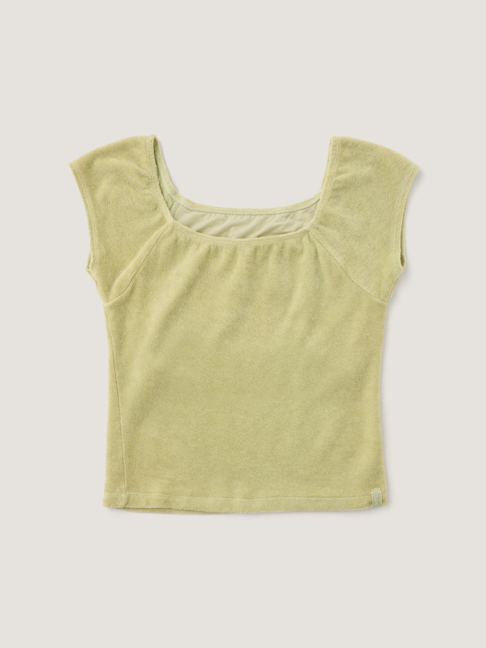 (2 in 1) Terry shirring tee in green_테리 셔링티 그린