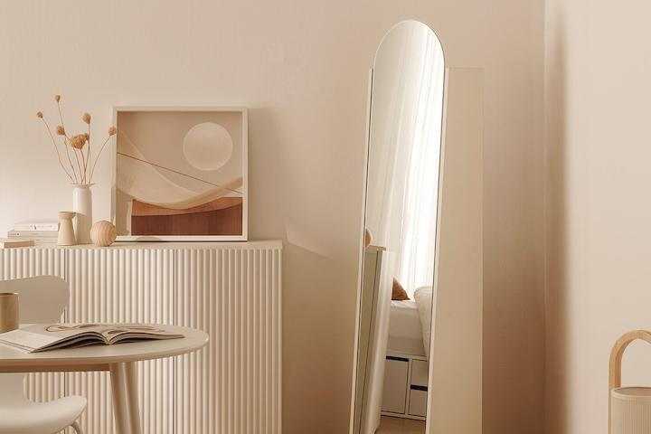 [5%쿠폰] 엘리 라운드 수납 전신거울 2colors