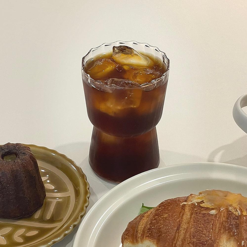 카페 플리츠 모래 시계 유리 컵  360ml