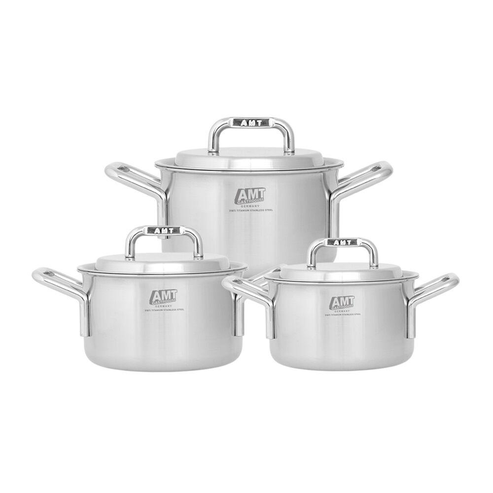 AMT 통5중 스텐 샤프 3종 냄비세트 (양수16cm, 20cm, 24cm)+전용 손잡이4P