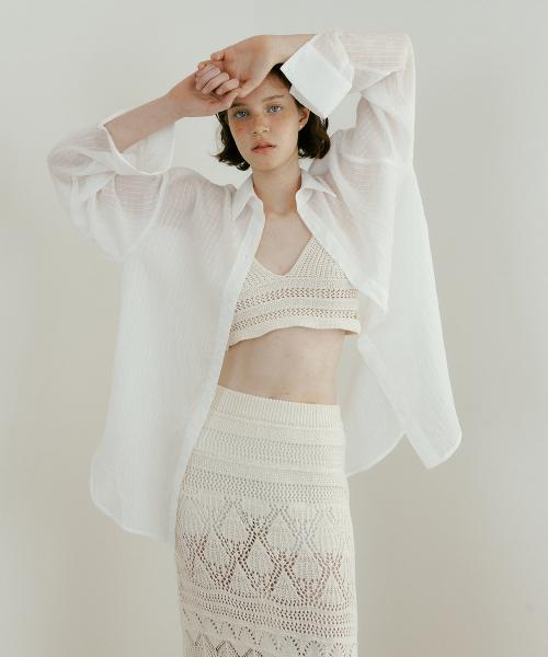 See-through Oversized Shirt (white)