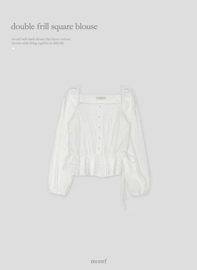 [made14] 더블 프릴 스퀘어 블라우스 1color