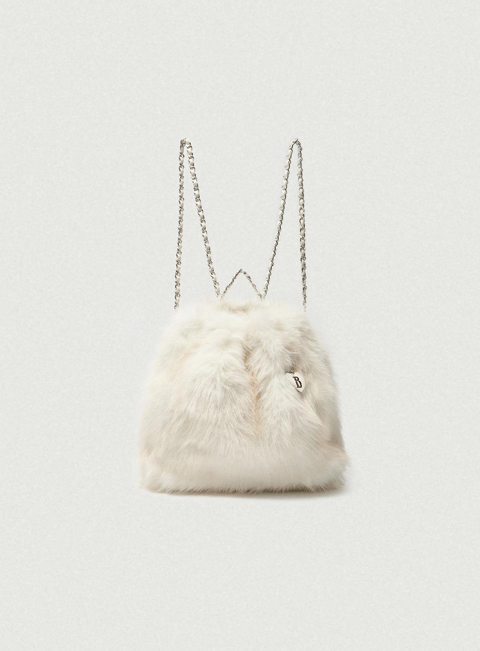 Fur Drawstring Backpack_Ivory