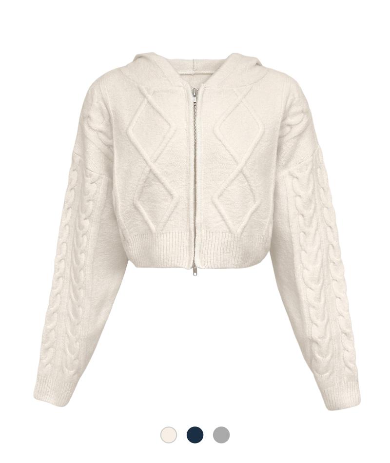 타임스 꽈배기 후드 집업