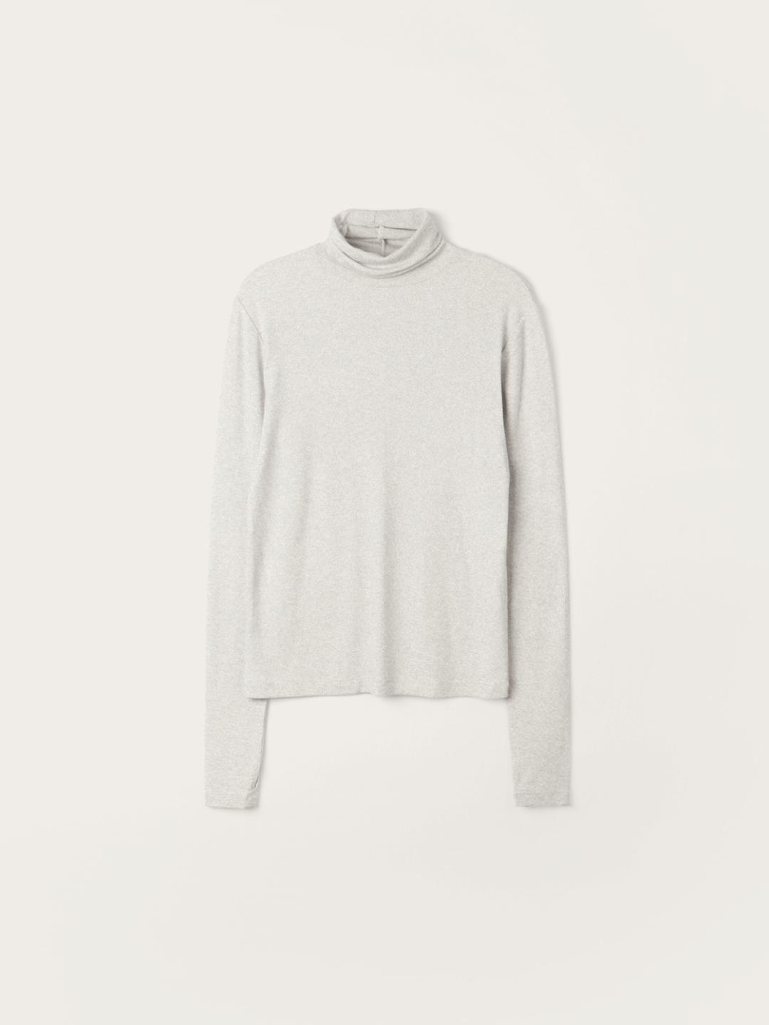 Soft Wool Tencel Warmer Turtleneck T-Shirt (Salt oatmeal)