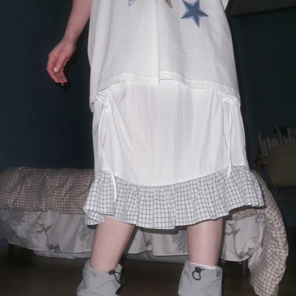 (2color) 투 셔링 체크 플레어 미디 스커트