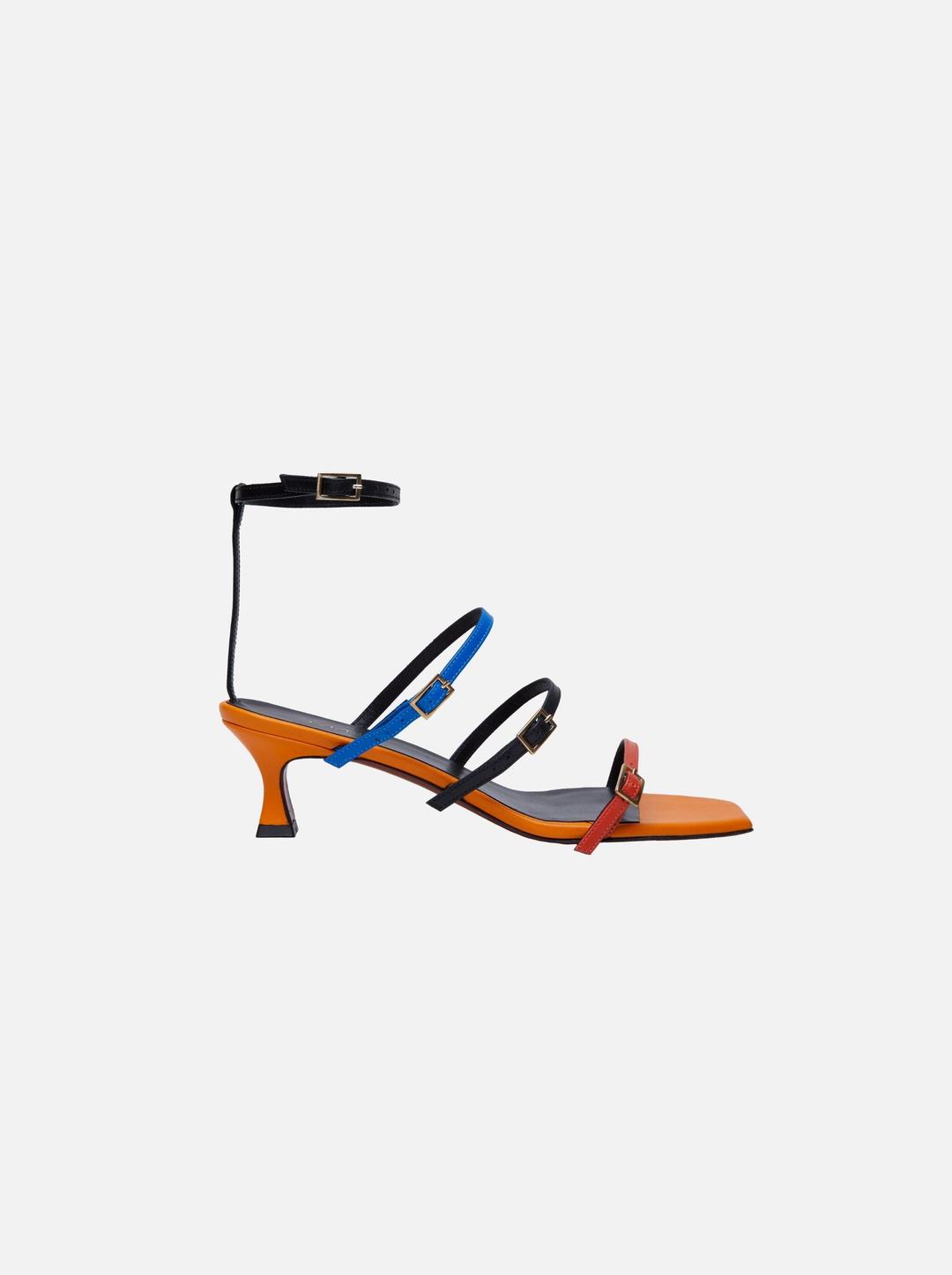 Naomi Sandals Pale Orange & Black & Matisse Blue Soft