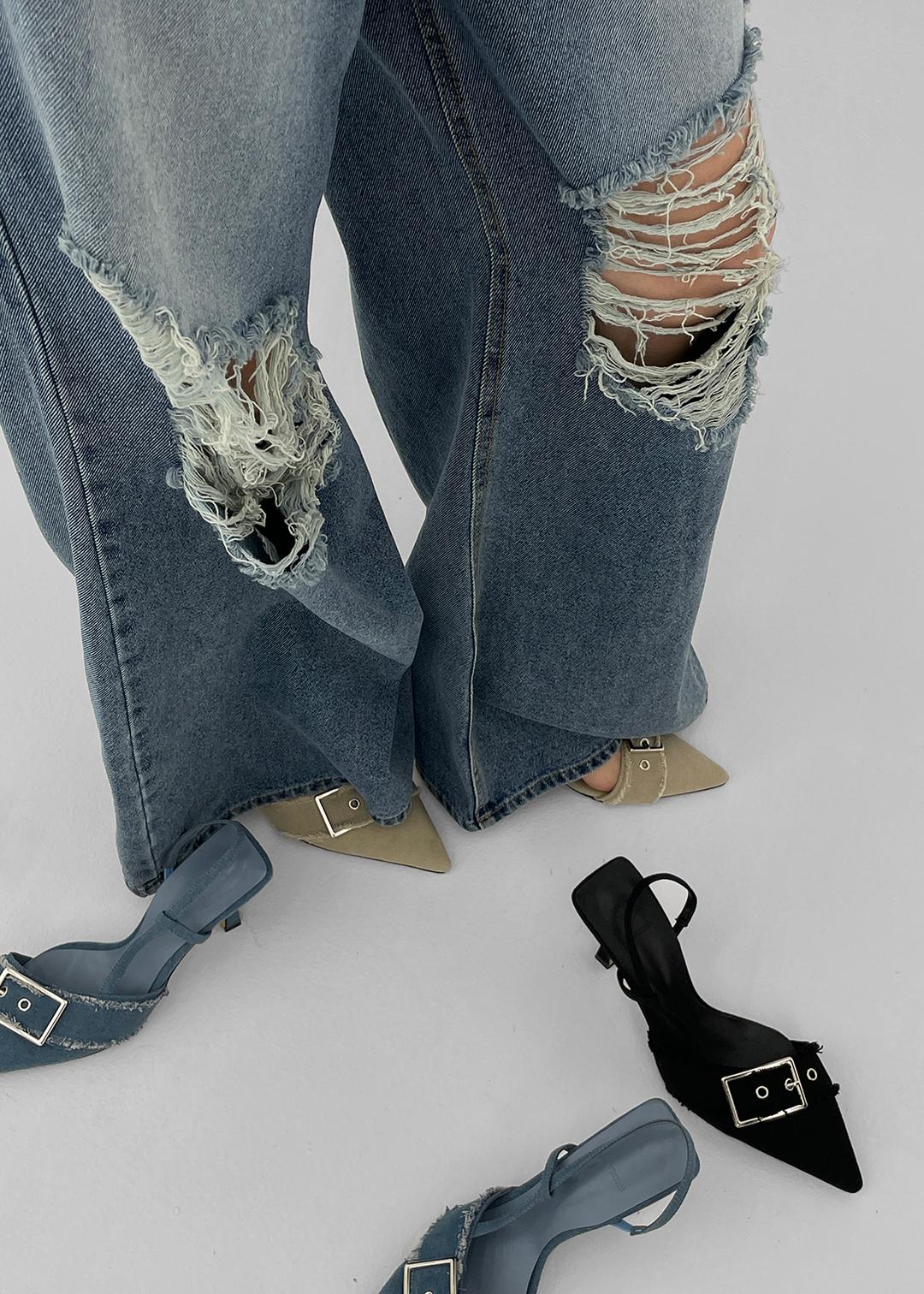 블랙업 슈린 버클 스틸레토 힐