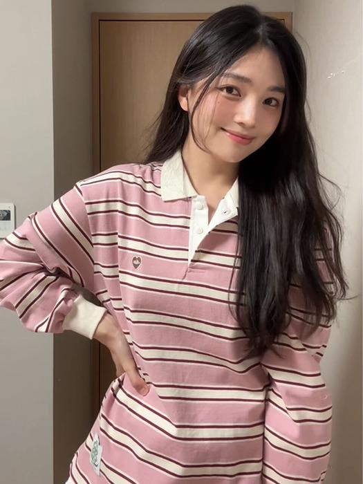 RUGBY COLLAR  TSHIRT_PINK RED