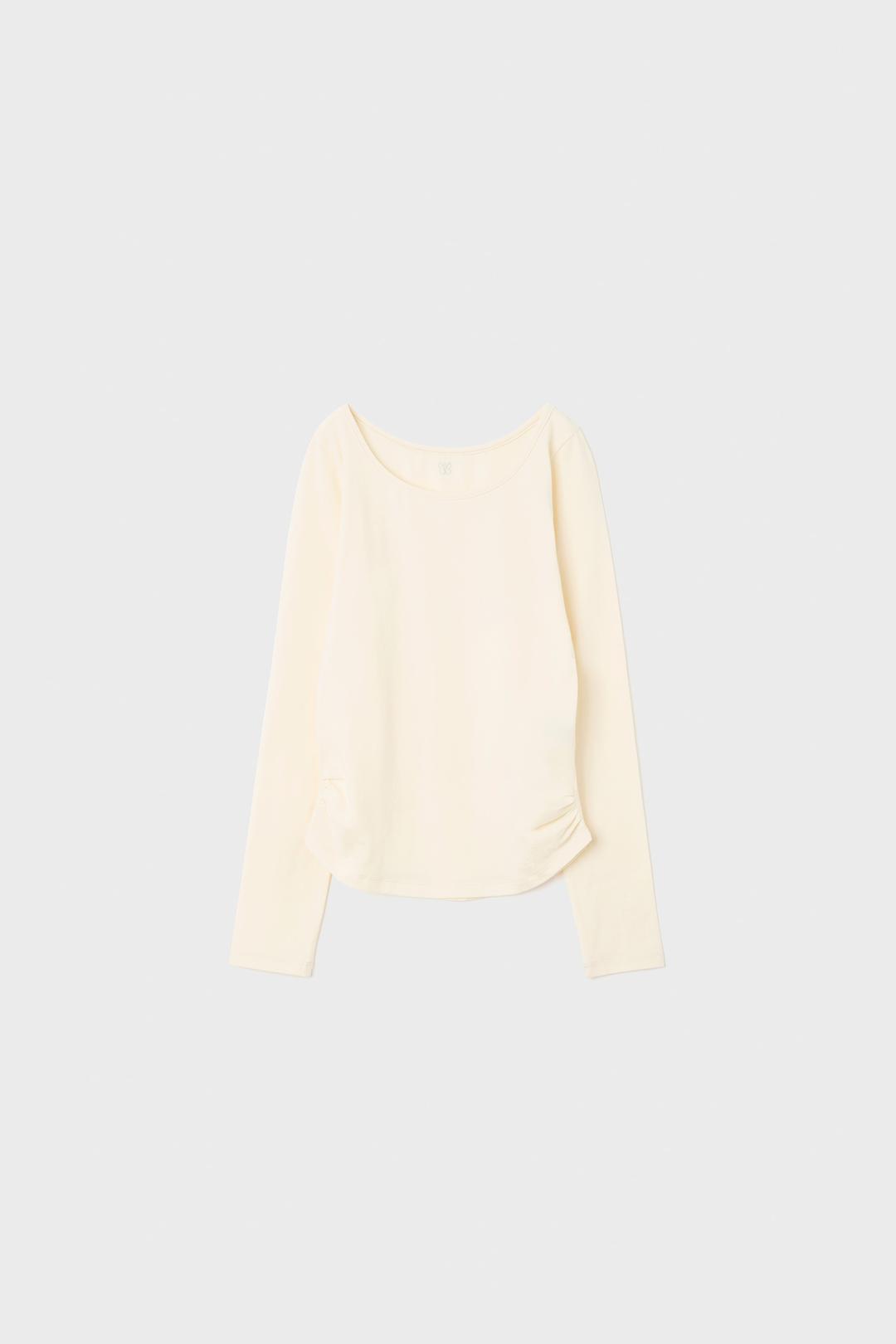 U-NECK SIDE SHIRRING T-SHIRT (IVORY)