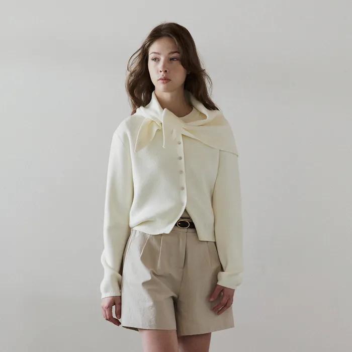 [커치프 SET] 에센셜 라운드 가디건_Vanilla