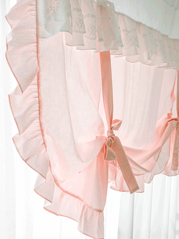 피치에바 롤업 커튼 - 피치핑크