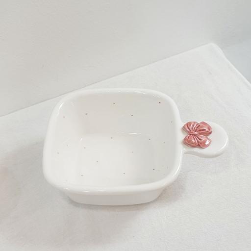 리본 손잡이 사각 보울🎀자취선물 그라탕그릇 스프볼
