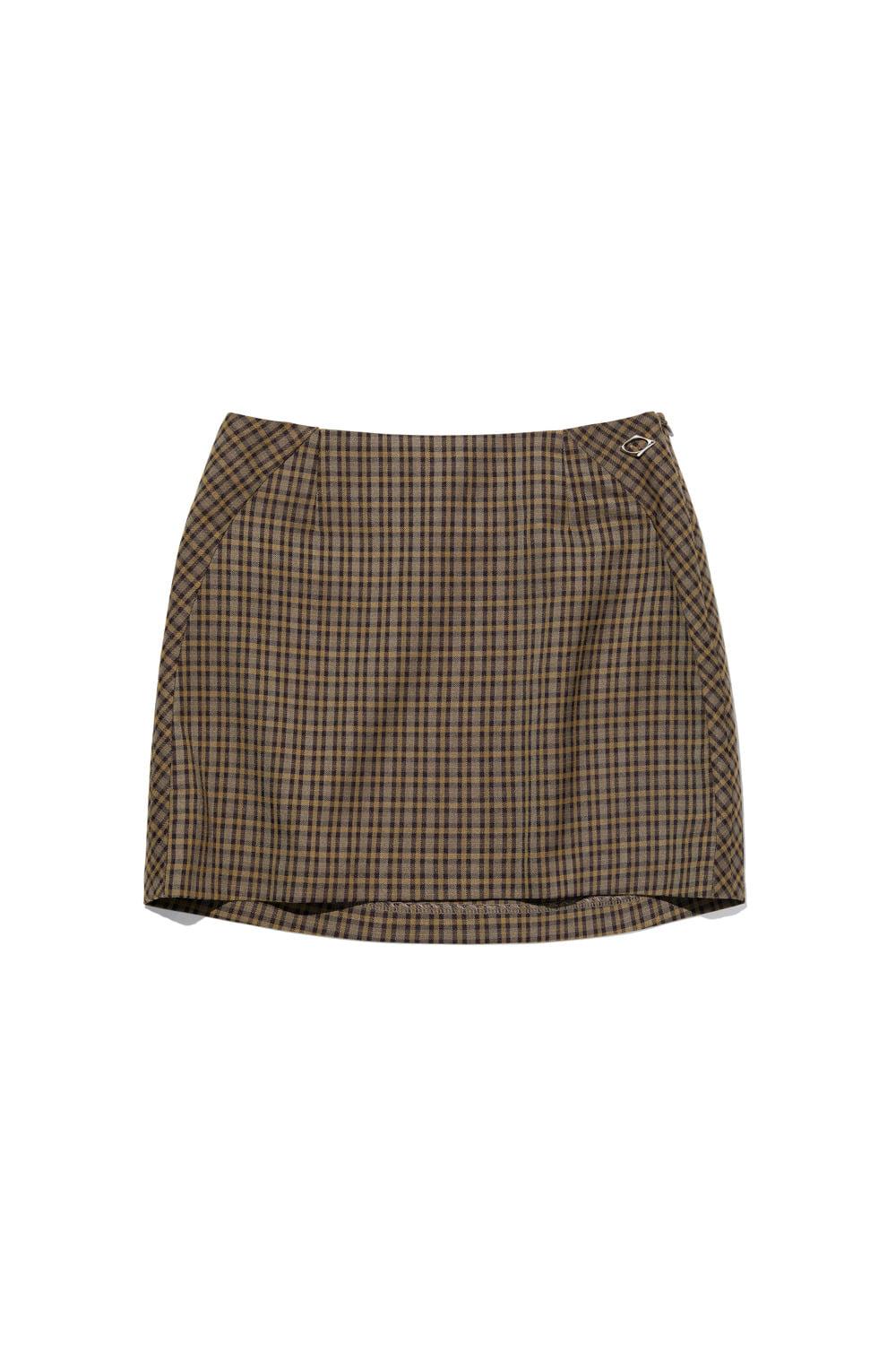 CHECKERED MINI SKIRT_BROWN MULTI