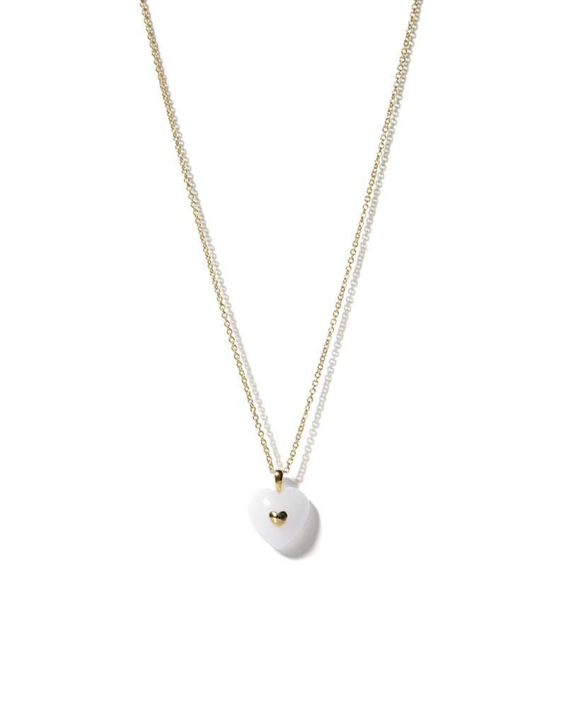 VERY VINTAGE WHITE QUARTZ HEART PENDANT PENDANT NECKLACE