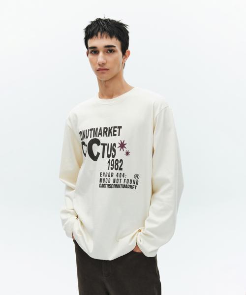 Lettering Long Sleeve T-shirt-Cream