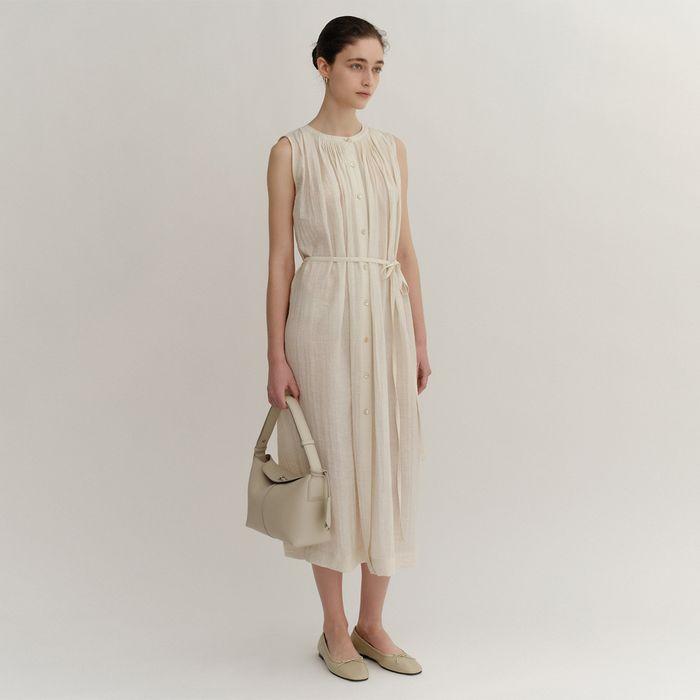 Clouet Flap Leather Tote Bag Ivory