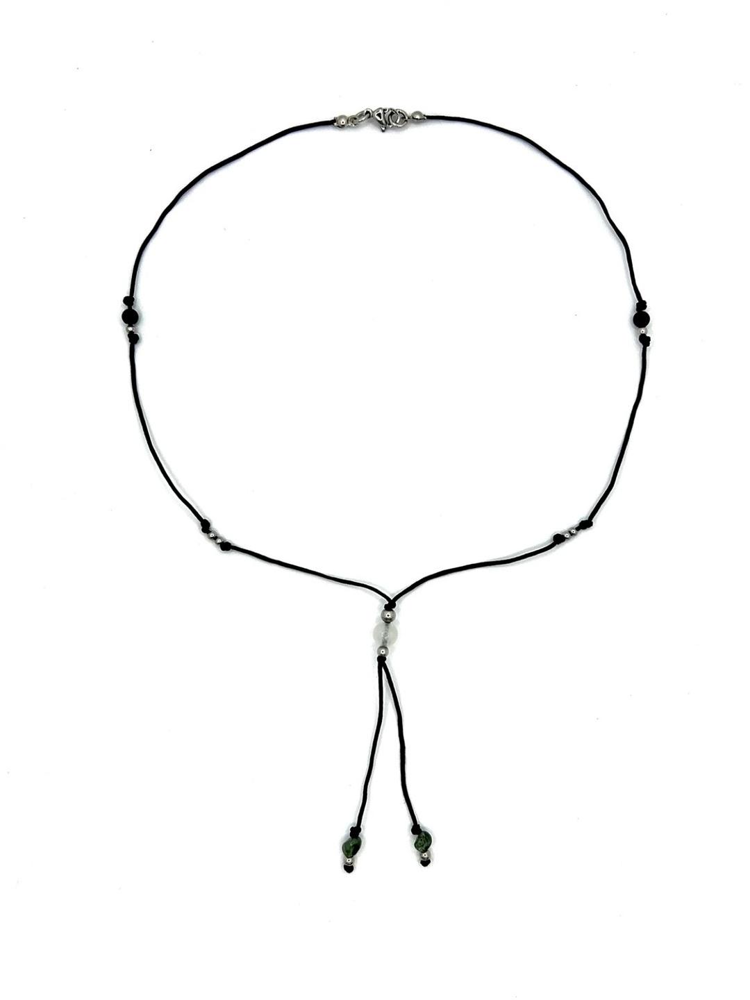 원석 드롭 매듭 목걸이