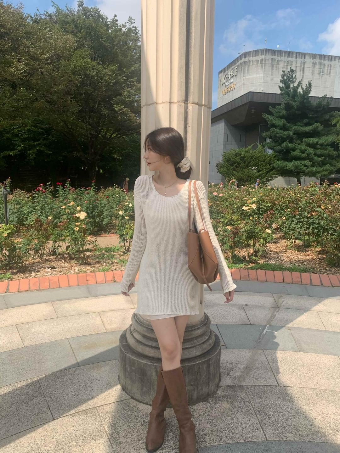 dreamy weave knit dress set ( dress + slip )