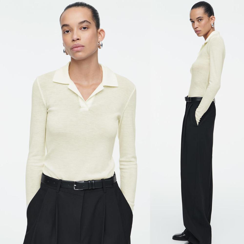 코스 COS 파인 울 폴로 셔츠 아이보리