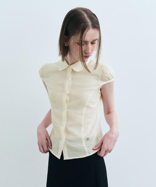 W CIRCLE LOGO CAP SLEEVE SHIRT ivory