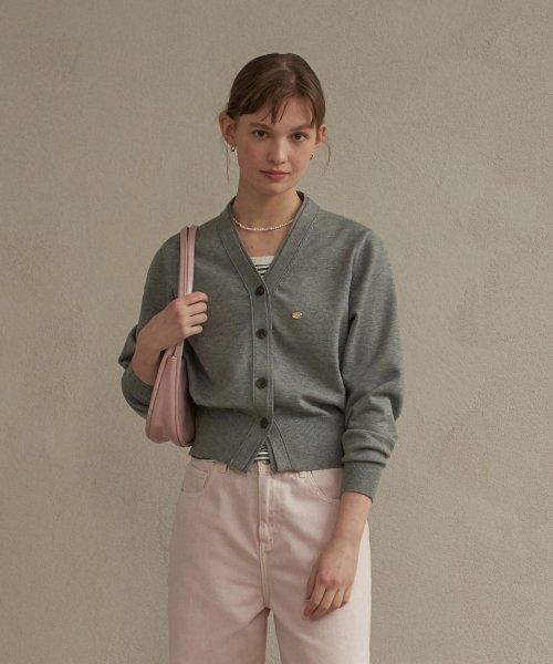 [Woman]클래식 V넥 니트 가디건_Gray