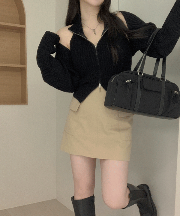 하비언니 #12020 [SET] 은근섹시 홀터넥 투웨이 나시+니트 볼레로 가디건 세트 : 3color