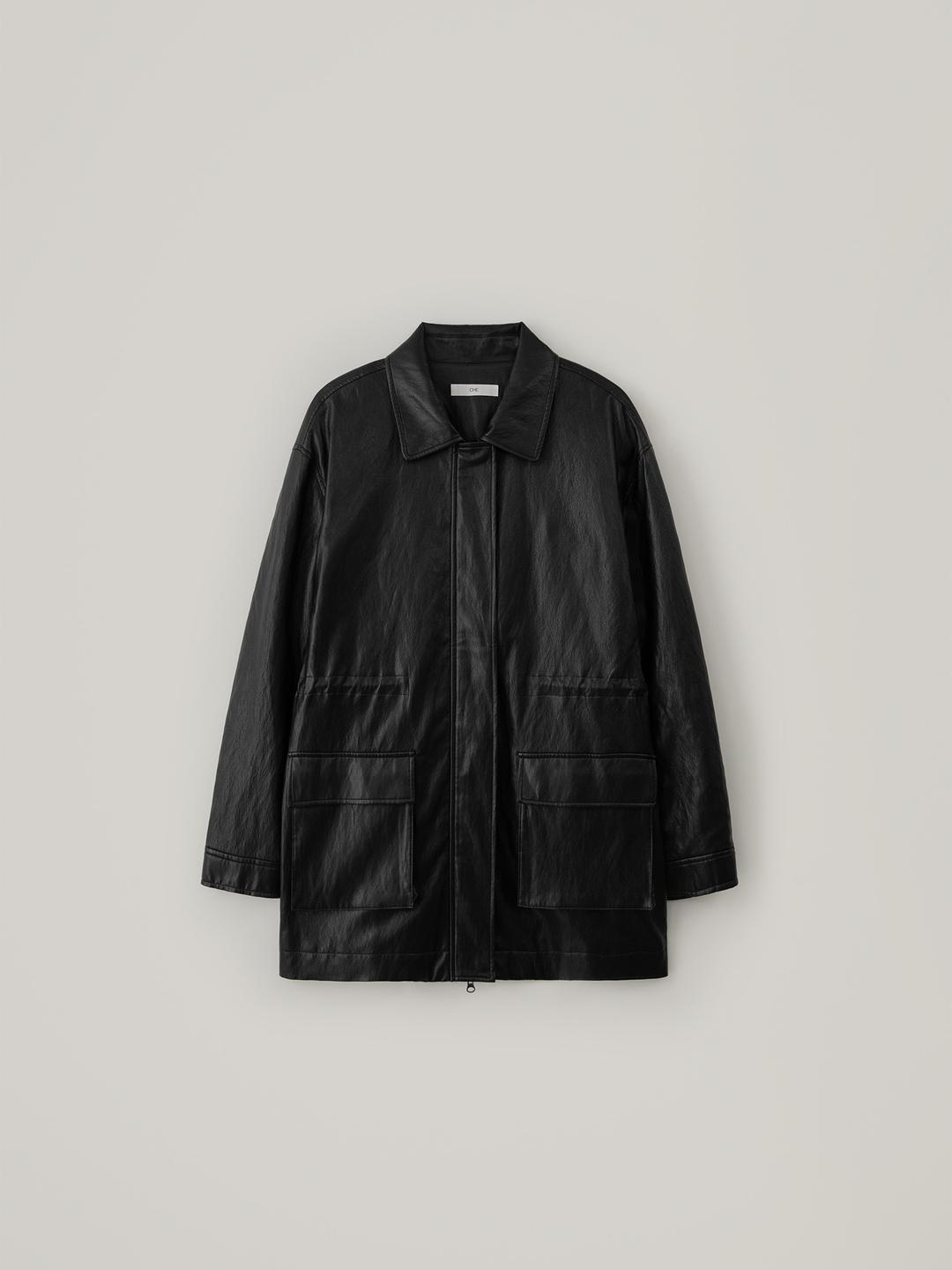 Half Safari Leather Jacket - Black