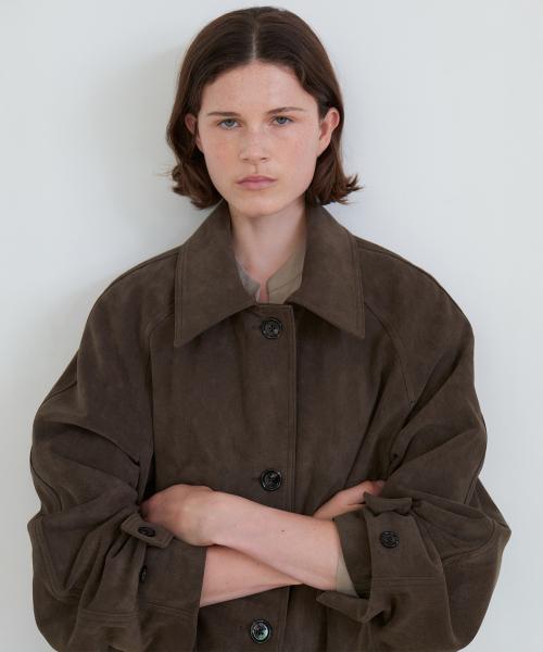 suede half coat_khaki brown