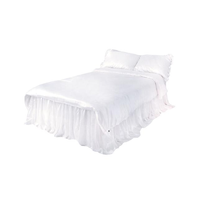 Pearl White Satin 베드스커트 Full Set