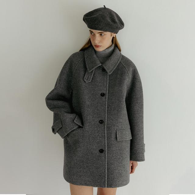 [3COLORS] CLASSIC WOOL HALF COAT