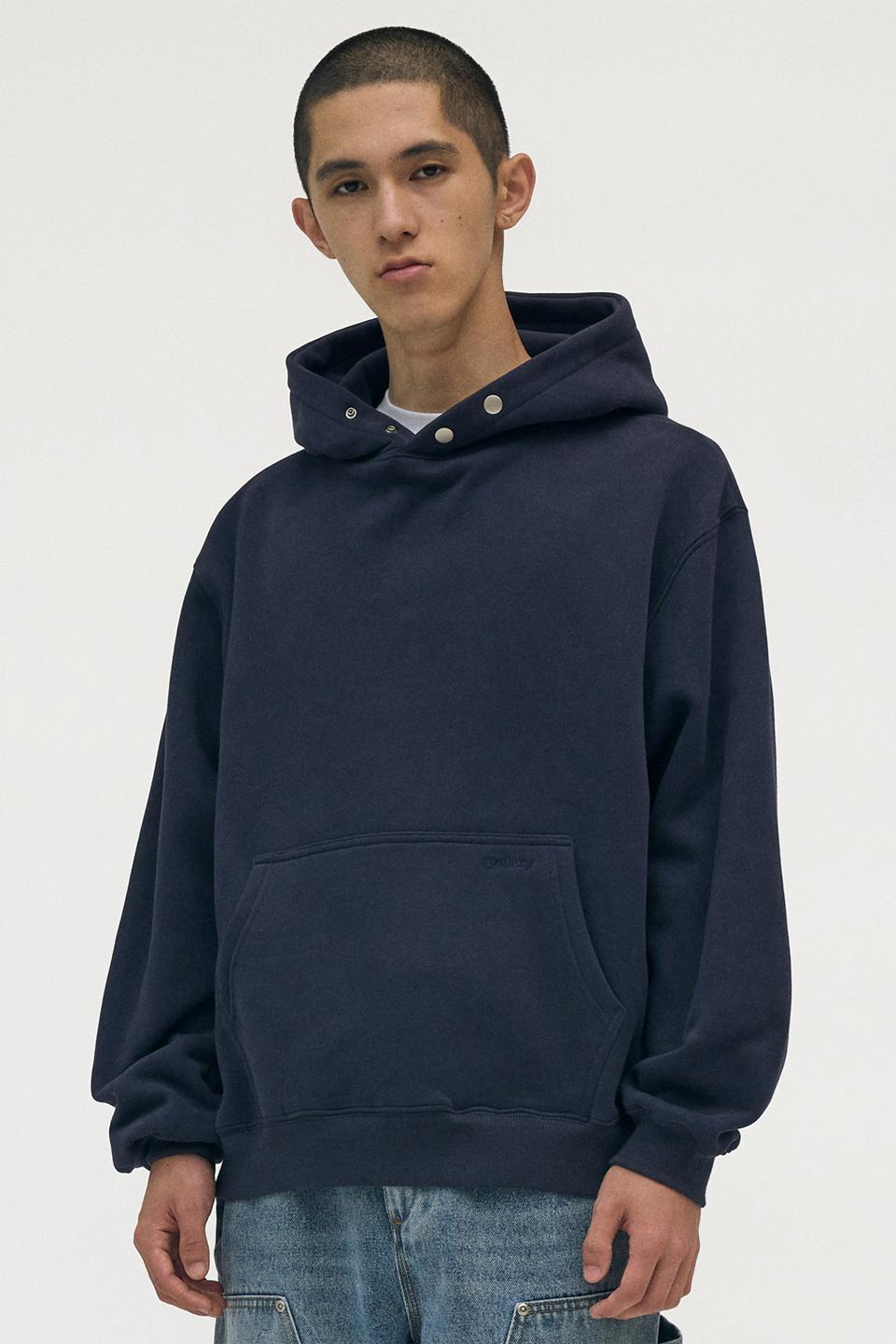 PLAIN SNAP HOODIE [NAVY]