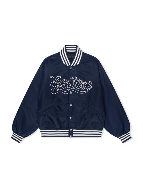 Y.E.S Snail Logo Stadium Jacket Navy