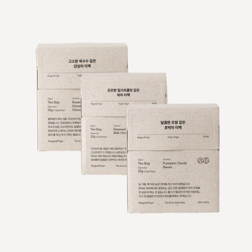 [논카페인] 허브차 티백 3종 세트 - 쑥차 / 감잎차 / 호박차