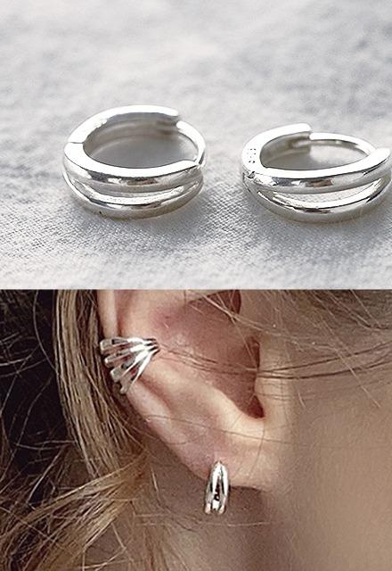 크랙 원터치 실버925 은 링귀걸이