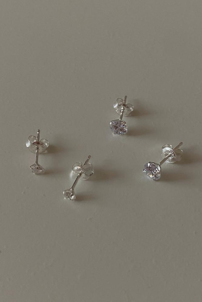 925silver 베이직 큐빅 스터드 귀걸이 (3mm, 4mm, 5mm) - 무드크로키