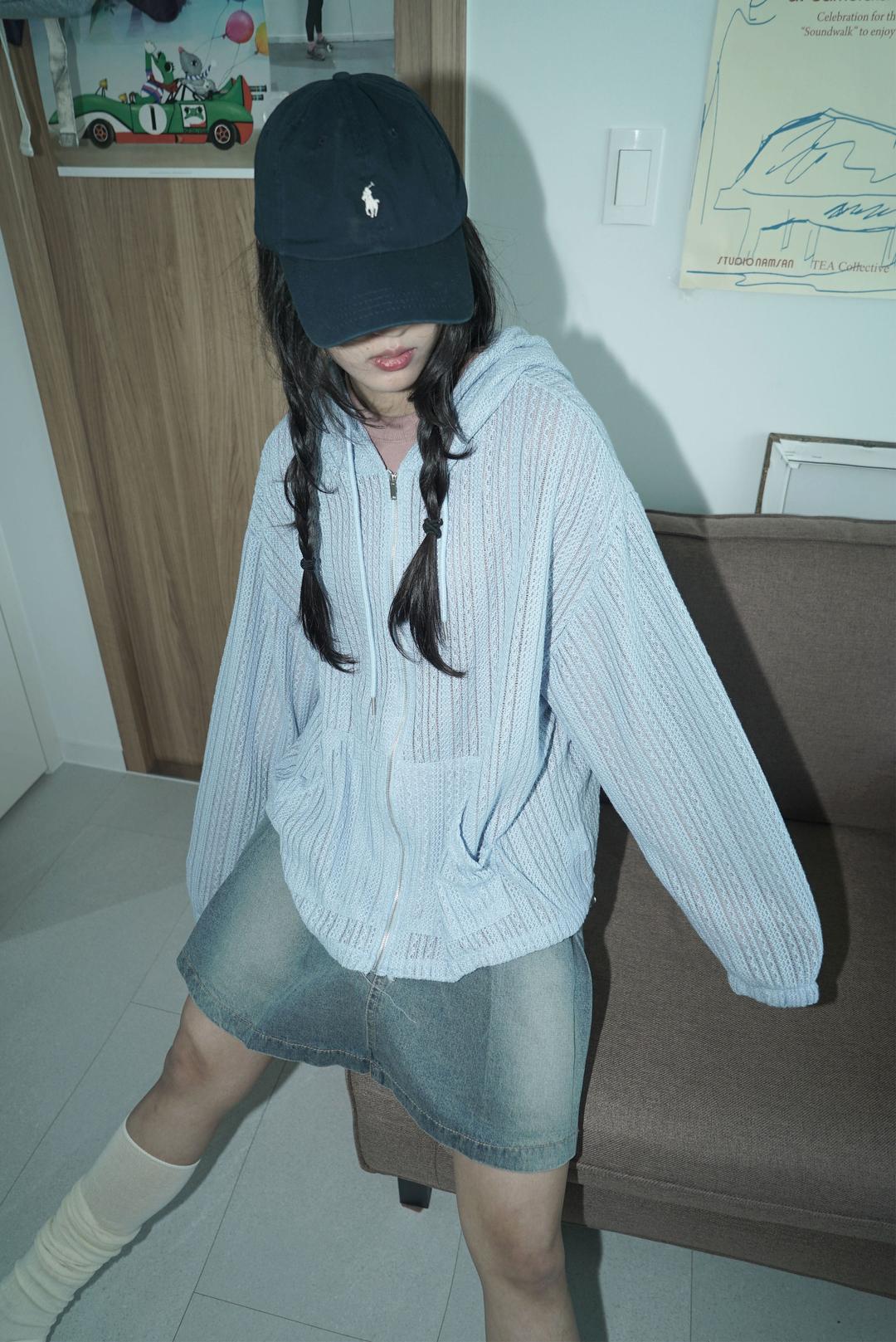 mesh knit hoody