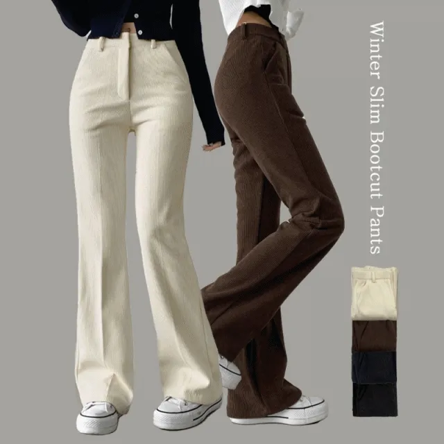 ~2XL[융털,기장선택/밴딩,한겨울까지]골덴 코듀로이 한파 막아주는 융털기모 롱부츠컷 밴딩 팬츠