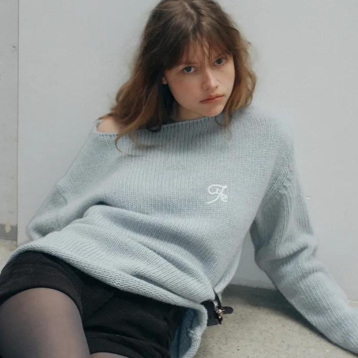 Crumble overfit mohair knit - watery blue