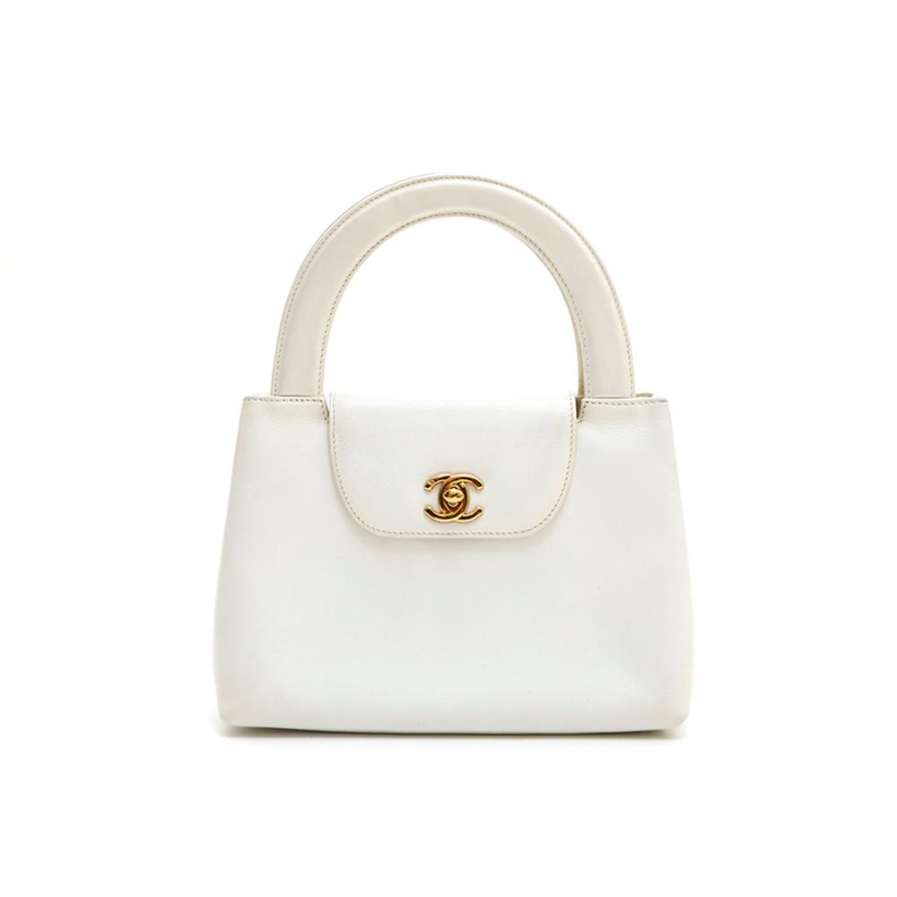 [중고] 정품 빈티지 샤넬 켈리 토트백 탑 핸들 미니 캐비어 화이트 재고한개 바로배송  ﻿﻿﻿[관부가세포함]