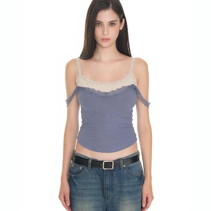 LAYERED LACE CAMI-TOP (DARK BLUE)