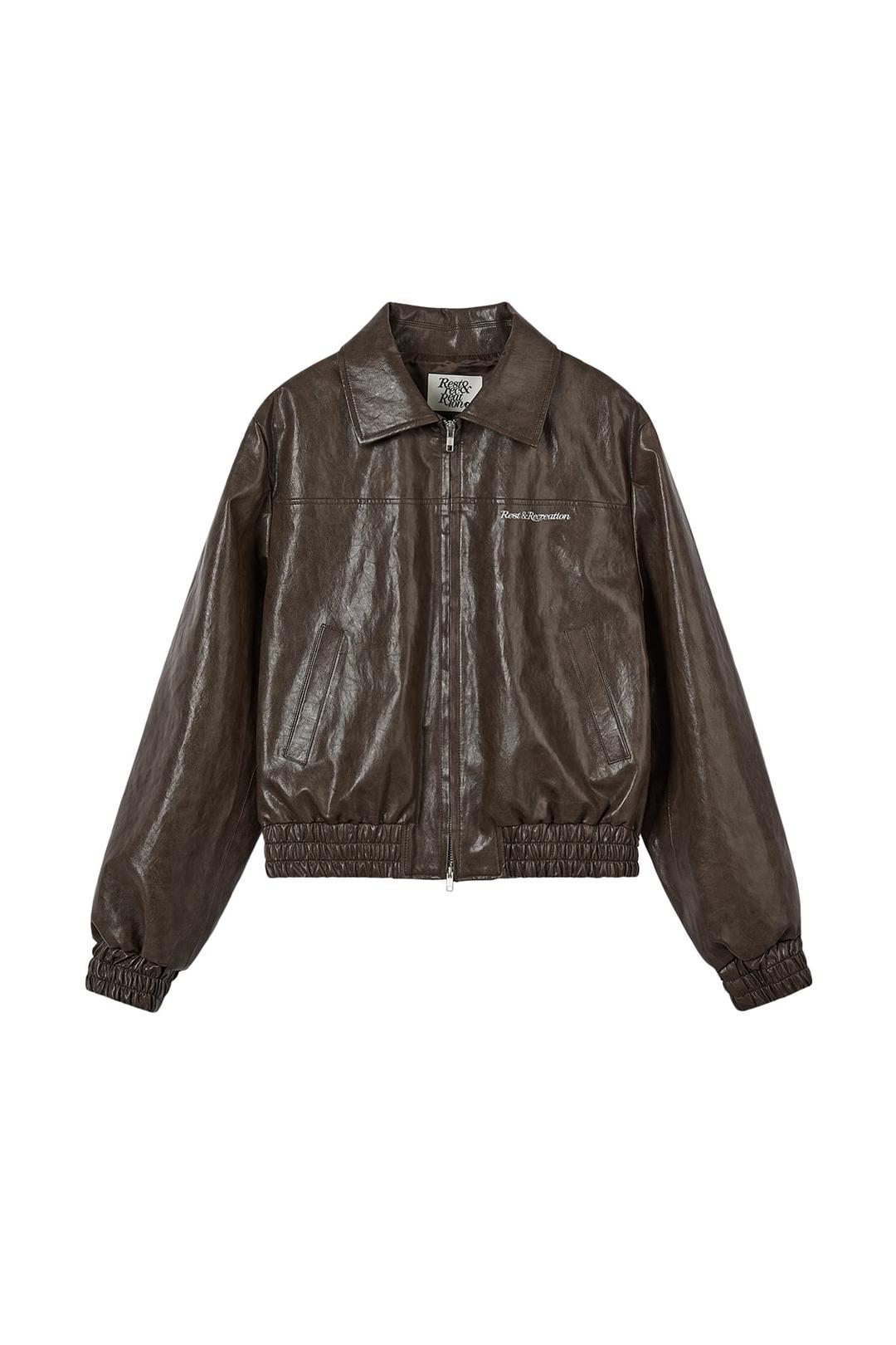 FAUX LEATHER BLOUSON - BROWN