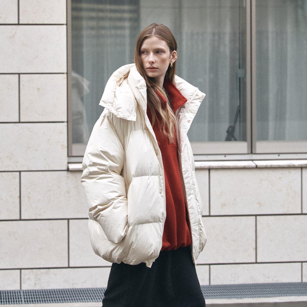 SIOT4176 덕다운 오버 핏 후드 패딩_Ivory