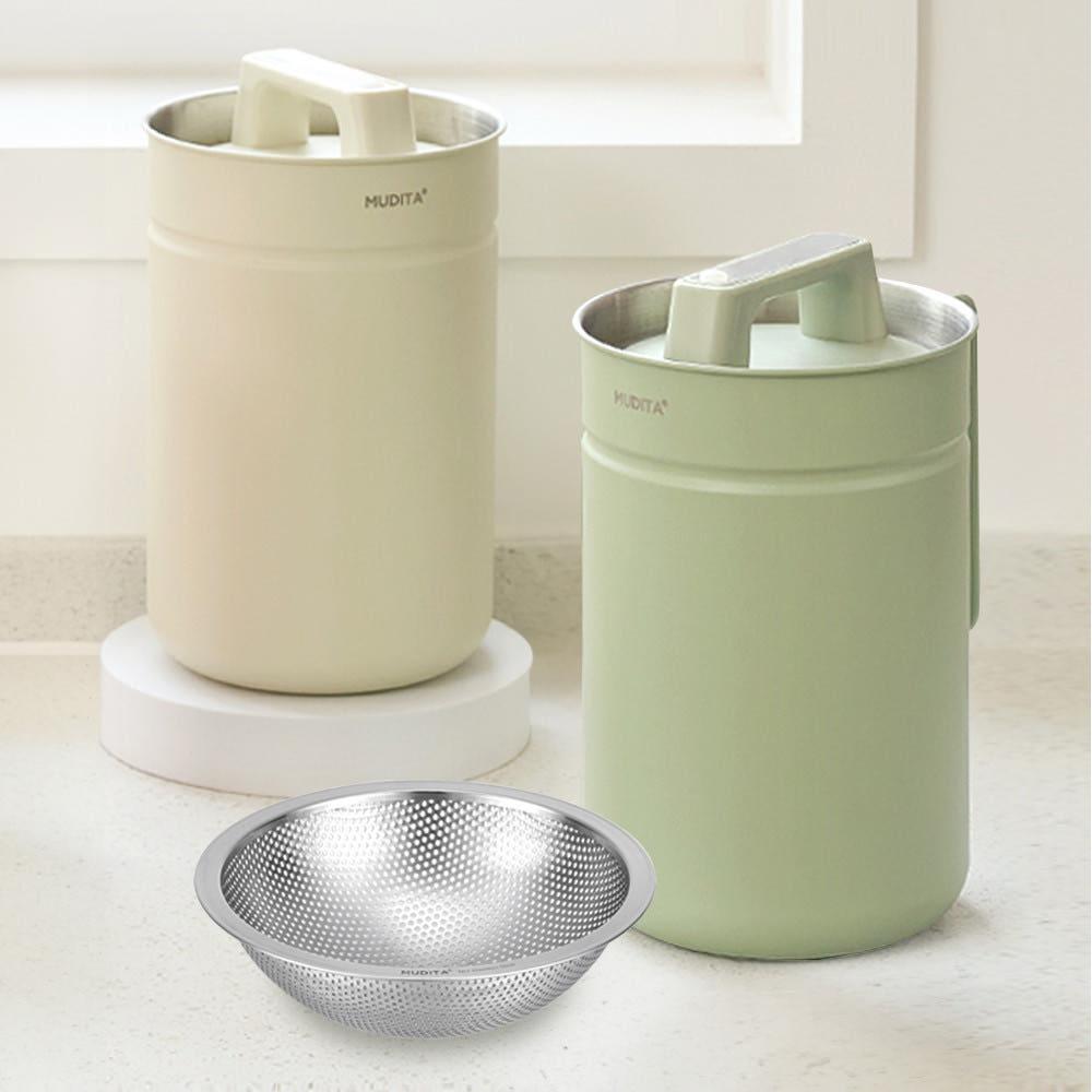 [단독]무디타 304 스텐 진공 음식물 쓰레기통 + 스텐 배수구망