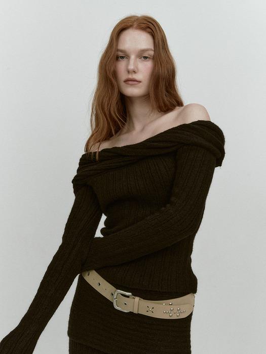 REVERSE OFF SHOULDER KNIT (BLACK)