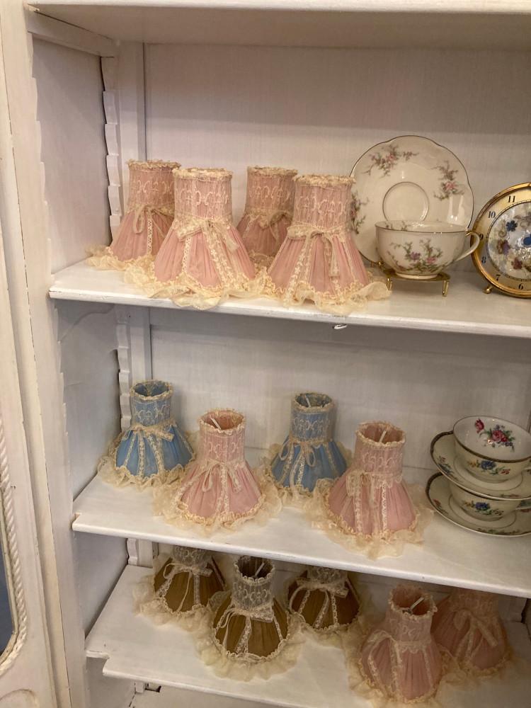 앤틱 쉐이드 램프나 샹들리에 끼우는 갓 핑크 하늘 카키