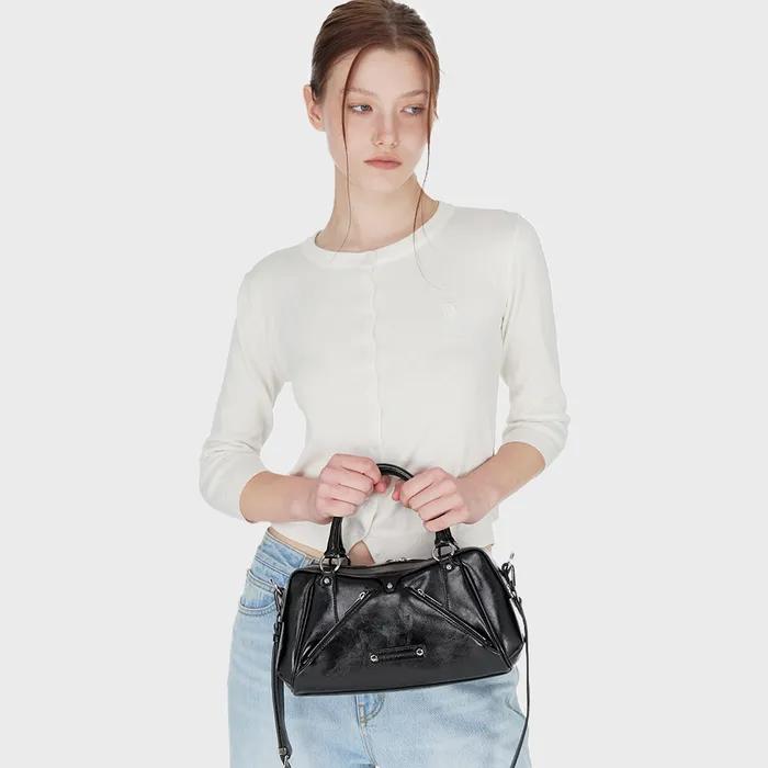 Faux Leather Mini M.O.S Bag, BLACK