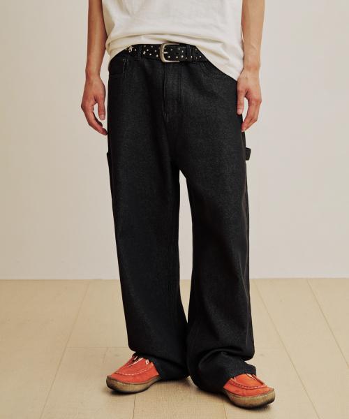 Non-Fade Carpenter Denim Pants - Black